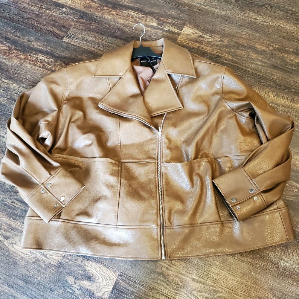 NWT 5X Ashley Graham Pleather Coat Plus Size 5X